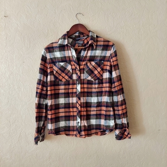 Natural Reflections plaid flannel shirt long sleeve button front Sz small - Picture 1 of 9